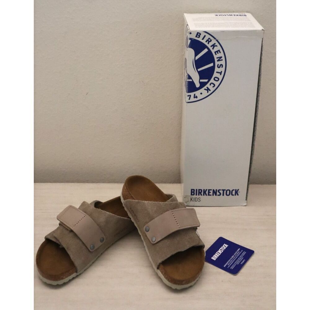 Birkenstock Kids 1023594 Unisex Toddler Sz 12k Taupe/Beige Suede Kyoto Sandals